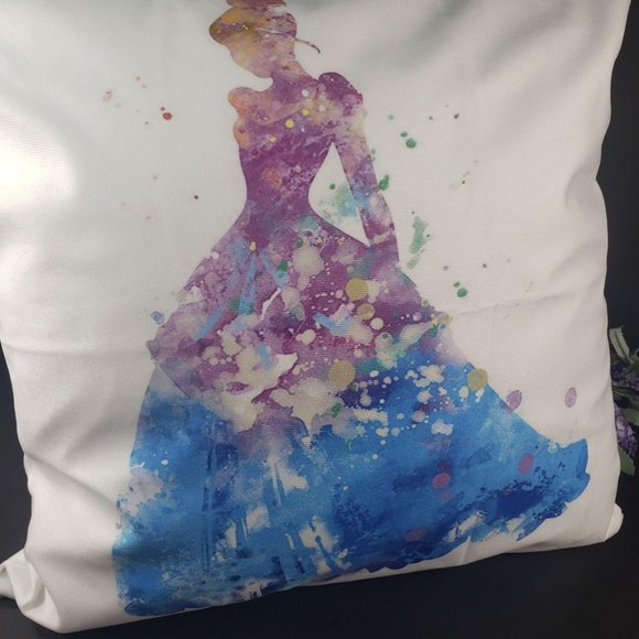 Princess Cinderella Blue Silhouette Mouse Themed Home Decorative Pillowcase - Picture 3 of 13